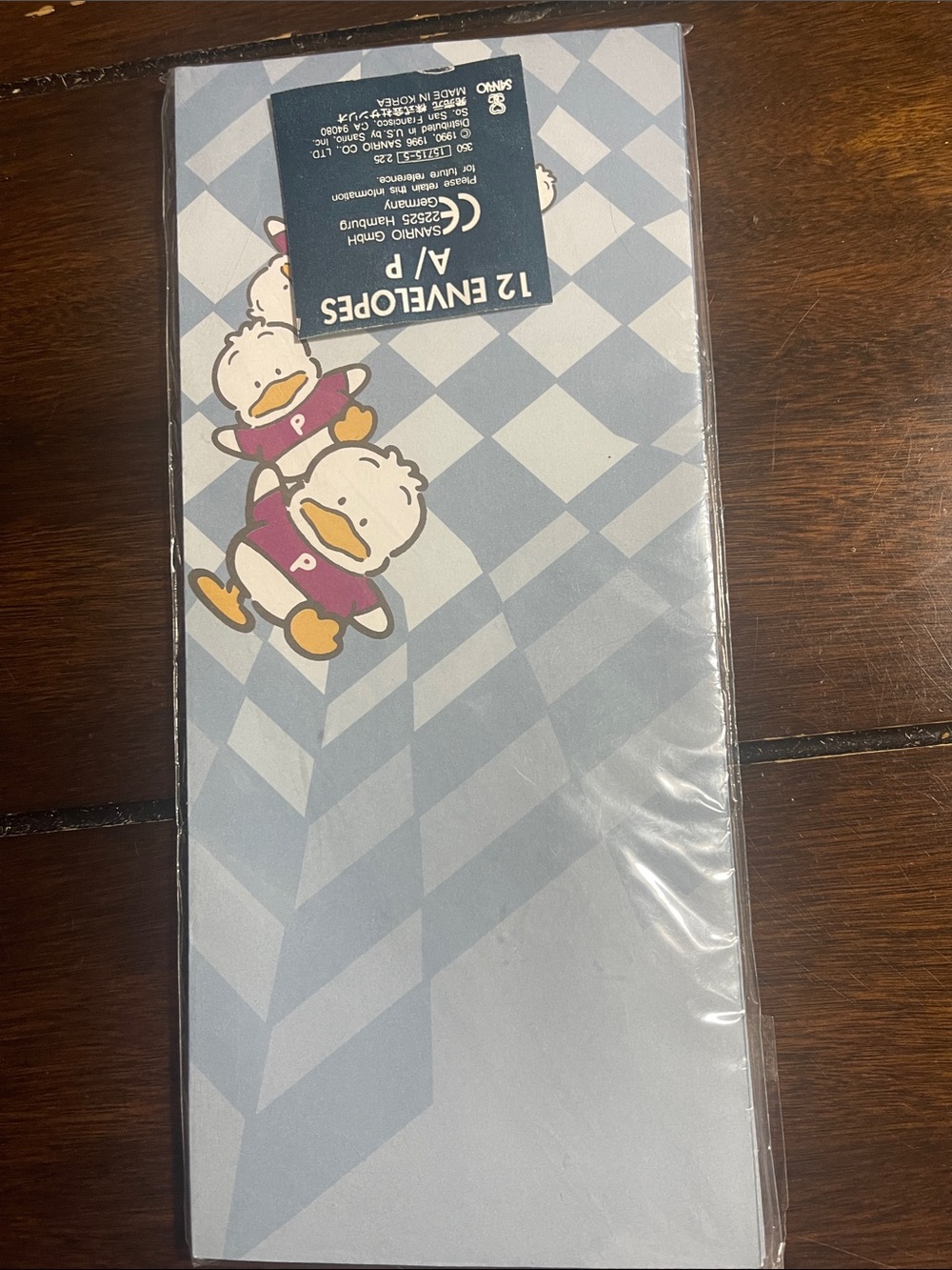 Sanrio Duck Pattern Envelopes in Light Blue and White (12 Pack)